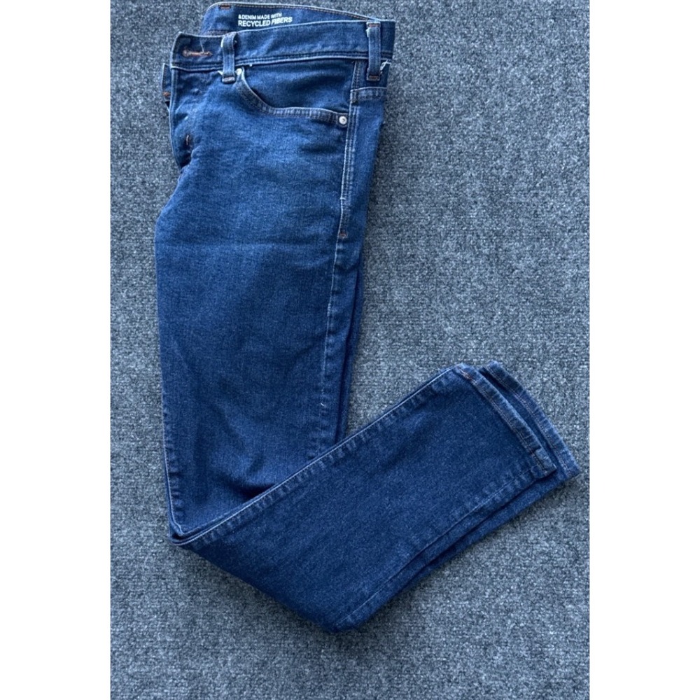 HM Denim Slim Low Waist Jeans Mens 32x32 Dark Wash Button Fly Recycled Fibers